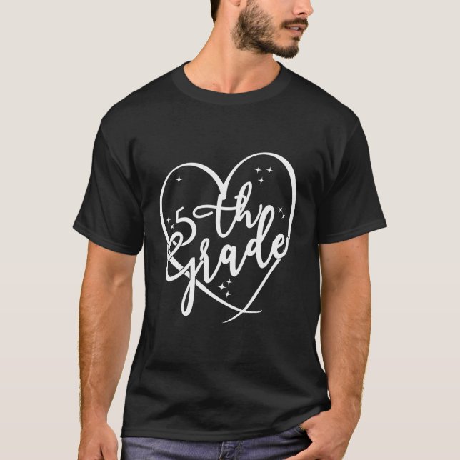 Femte Klass-teamläraren Student 5:e Klass Heart T Shirt (Framsida)