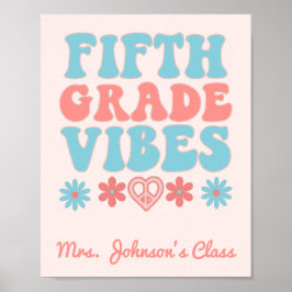 Femte Klass Vibes - Retro Back to school Poster