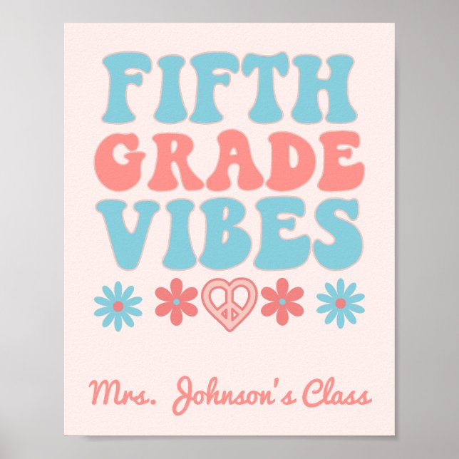 Femte Klass Vibes - Retro Back to school Poster (Framsidan)