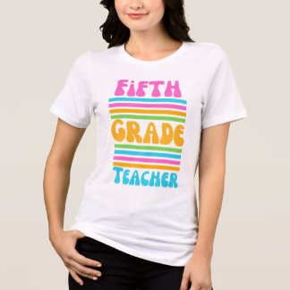 FEMTE KLASSES LÄRARE Virbrant Färger Bubble Font T Shirt