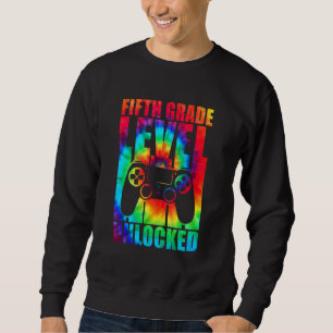 Femte klassnivå upplåst Tie Dye Tillbaka till skol Lång Ärmad Tröja