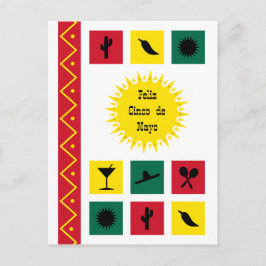 Femte maj Mexikanskt inspirerad färgglad vykort