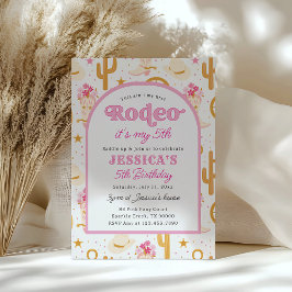 Femte Rodeo Rosa Cowgirl 5-års födelsedagsfest Inbjudningar