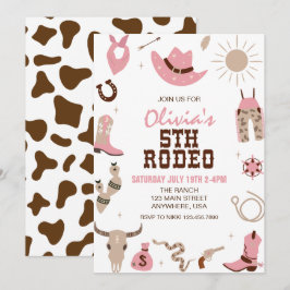 Femte Rodeo Rosa Western 5-årsdag Inbjudningar