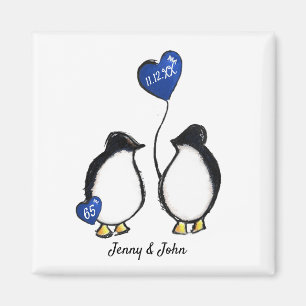 Femte safir-årsdagen för bröllop-penguin-presen magnet