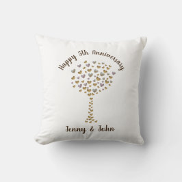 Femte Wood Bröllop-årsdagen make & hustru Kudde