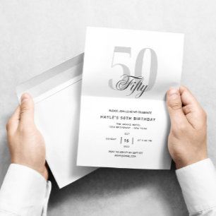 Femtio - 50-års födelsedag Elegant Chic Svart & Vi Inbjudningar
