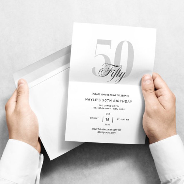 Femtio - 50-års födelsedag Elegant Chic Svart & Vi Inbjudningar (Skapare uppladdad)