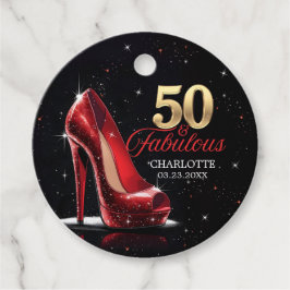 Femtio 50 & Fabulous BIRTHDAY Red Guld Högklackar Gåvor Etiketter