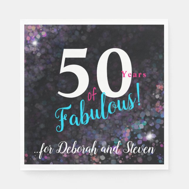 Femtio år av Fabulous, briljant färglös glitter Pappersservett (Framsidan)