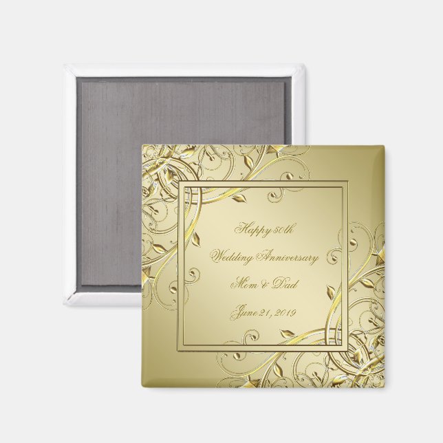 Femtio Bröllop-årsdagen för det blommande Guld Magnet (Front/Back)