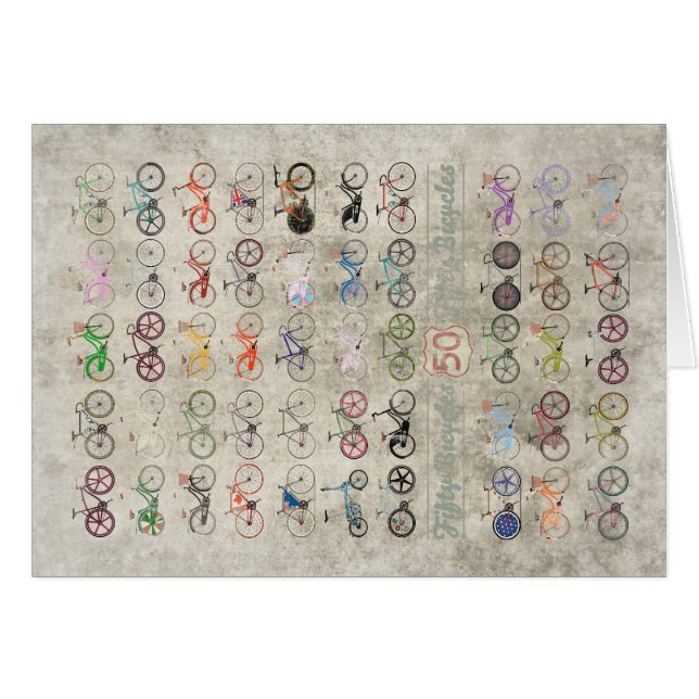 Femtio cyklar hälsningskort (Framsidan Horizontal)