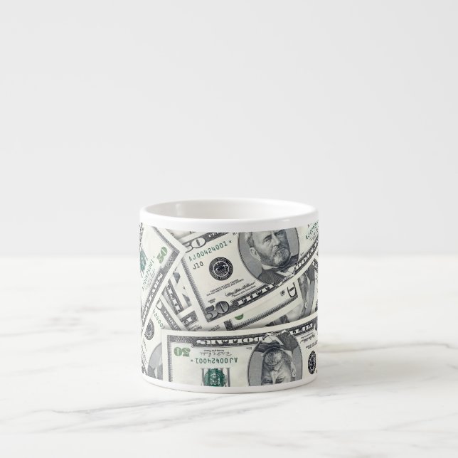 Femtio Dollar Sedel Pengar Mönster Espressomugg (Framsidan)