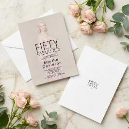 Femtio & Fantastisk Chic Foto Födelsedagsglam Inbjudningar