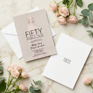 Femtio & Fantastisk Chic Foto Födelsedagsglam Inbjudningar