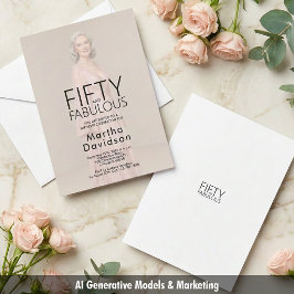 Femtio & Fantastisk Chic Foto Födelsedagsglam Inbjudningar