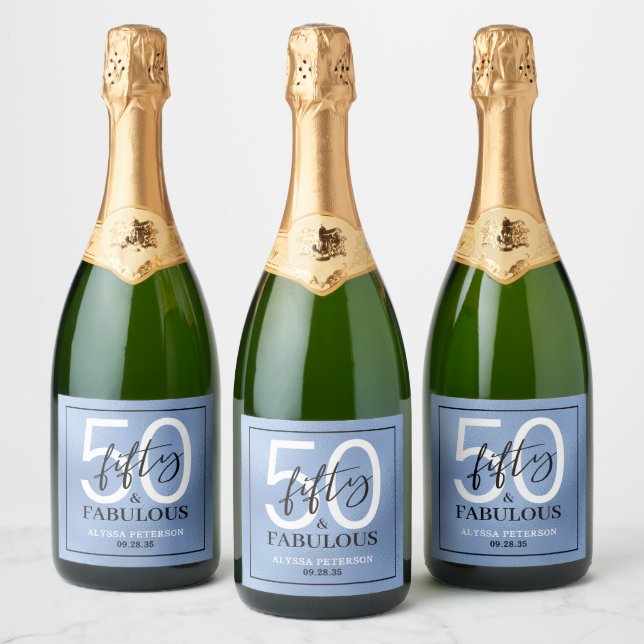 Femtio & Fantastisk Dammig Blå Skrift 50-årsdag (Flaskor)