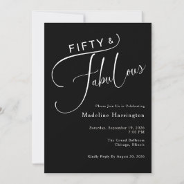 Femtio & Fantastisk Elegant Skrift 50-årsdag Inbjudningar