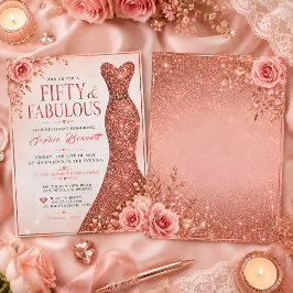 Femtio & Fantastisk Glitterklänning Elegant Blommi Inbjudningar