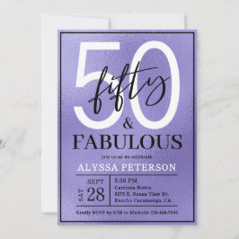 Femtio & Fantastisk Lila Skript 50-årsdag Inbjudningar