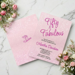 Femtio & fantastisk rosa glitter elegant inbjudningar