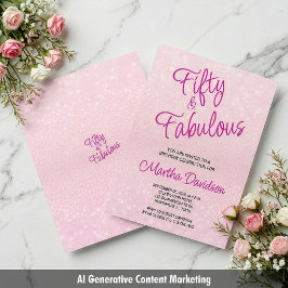 Femtio & Fantastisk Rosa Glitter Elegant Inbjudningar