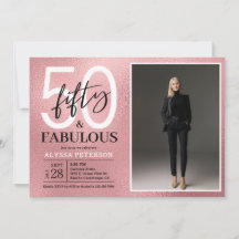 Femtio & Fantastisk Rosa Guld Script Foto Födelsed