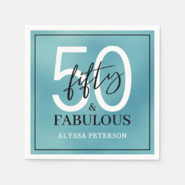 Femtio & Fantastisk Teal Script 50-årsdag Pappersservett