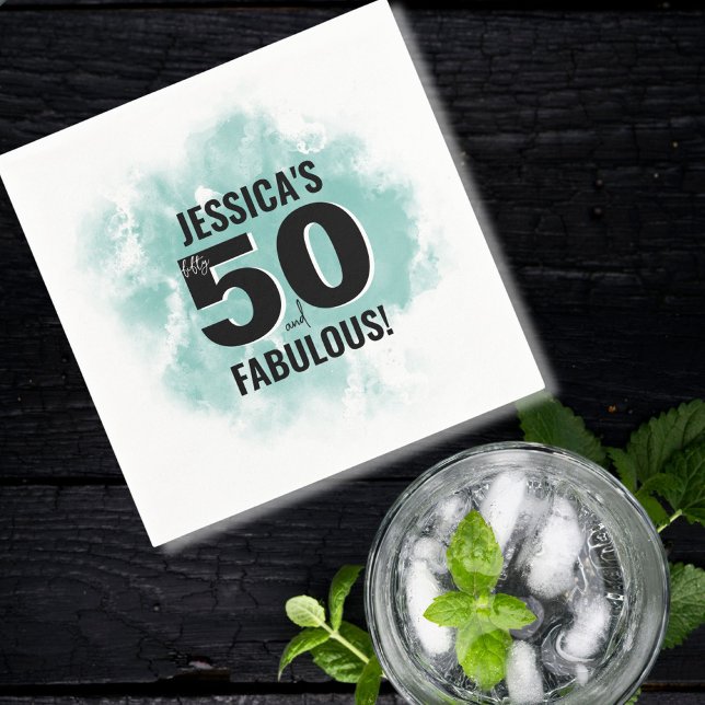 Femtio fantastiska 50-årsdag pappersservett (Watercolor Fifty Fabulous 50th Birthday Napkins)