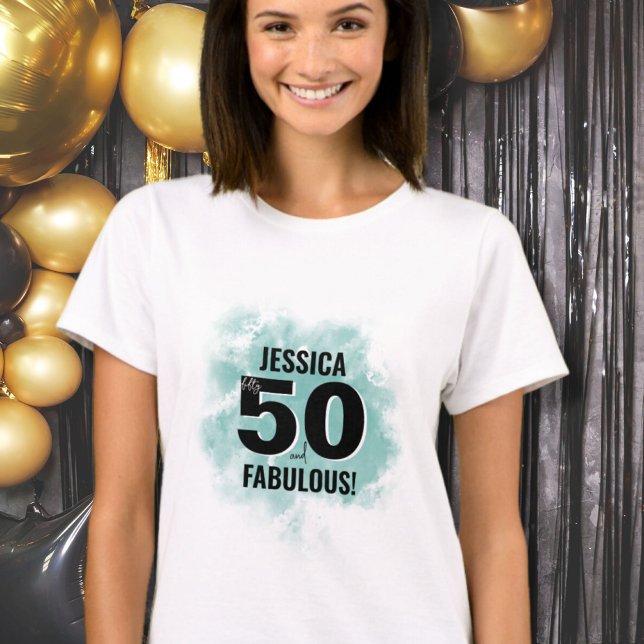 Femtio fantastiska 50-årsdag t shirt (Modern Fifty Fabulous 50th Birthday T-Shirt)