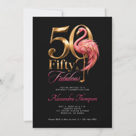 Femtio fantastiska rosa flamingo 50-årsfest inbjudningar