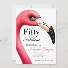 Femtio fantastiska rosa flamingo 50-årsfest inbjudningar
