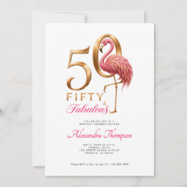 Femtio fantastiska rosa flamingo 50-årsfest inbjudningar