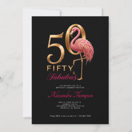 Femtio fantastiska rosa flamingo 50-årsfest inbjudningar