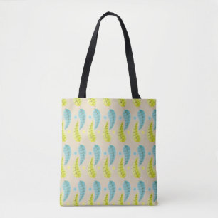 Femtio femtio - Chartreuse och Aqua Löv tote Tygkasse