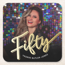 Femtio femtionde anpassningsbarnas foto guld färg underlägg papper kvadrat