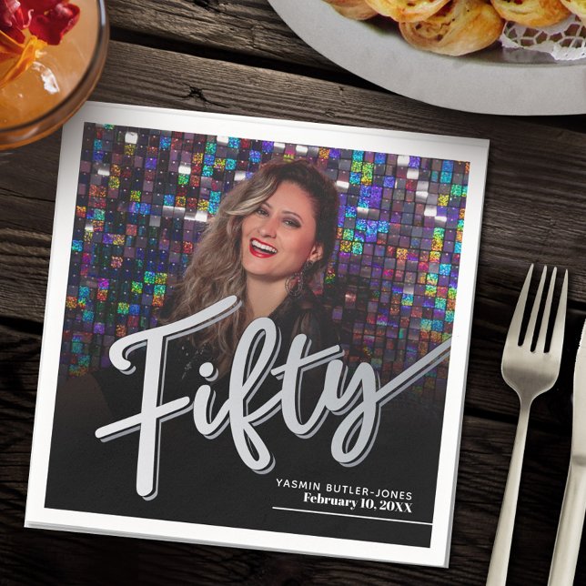 Femtio femtionde anpassningsbarnas fotoskript silv pappersservett (Skapare uppladdad)