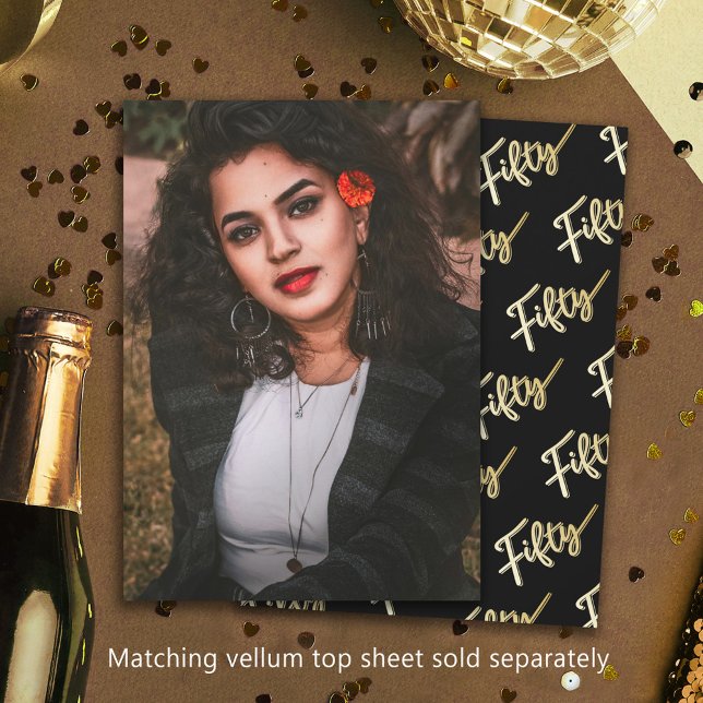 Femtio femtionde födelsedag, svart guld-bakgrund inbjudningar (Skapare uppladdad)