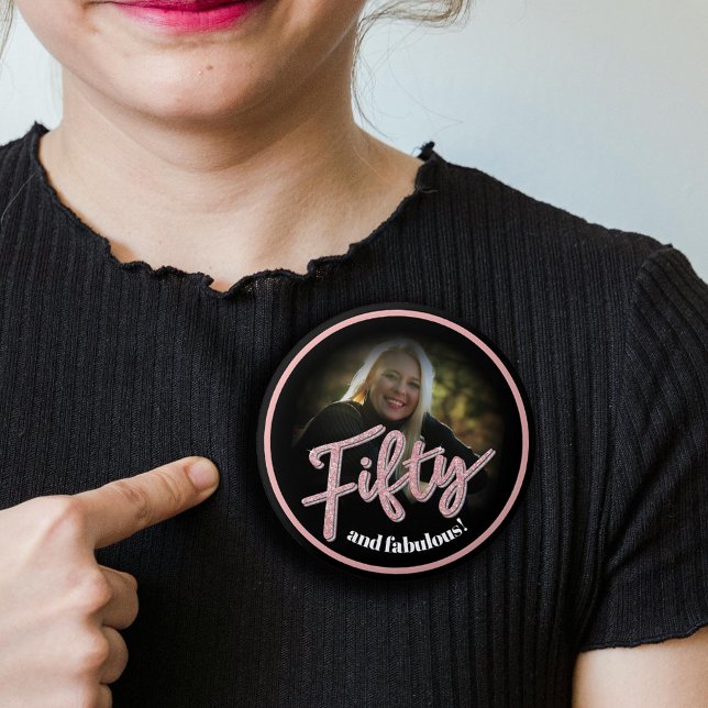 Femtio femtionde födelsedagsfotoskriptet ro rosa a knapp (Skapare uppladdad)