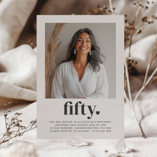 Femtio femtionde hjärtans kvadratfoto födelsedag inbjudningar