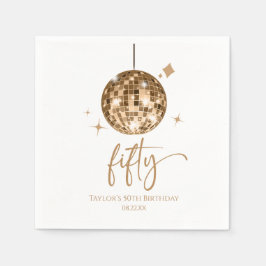 Femtio Guld Disco Ball 50-års Födelsedagsfest Pappersservett