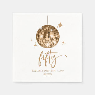 Femtio Guld Disco Ball 50-års Födelsedagsfest Pappersservett