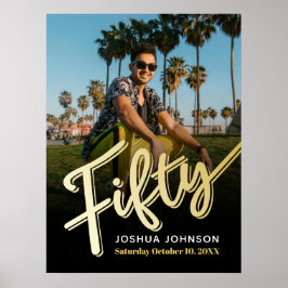 Femtio guld svarta foto 50 födelsedagar poster