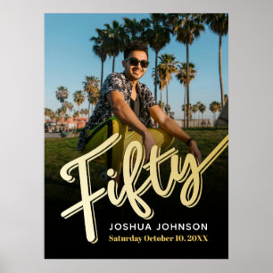 Femtio guld svarta foto 50 födelsedagar poster
