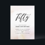 Femtio | Minimal 50-års födelsedagsfest Watercolor Inbjudningar<br><div class="desc">Fira din speciella dag med denna enkla minimala 50-års födelsedagsinbjudan. Denna design har en stilren typsnittskrift "Femtio" med en mjuk neutral akvarellbakgrund. Fler födelsedagsinbjudningar och festtillbehör för vuxna finns tillgängliga i min butik BaraBomDesign.</div>