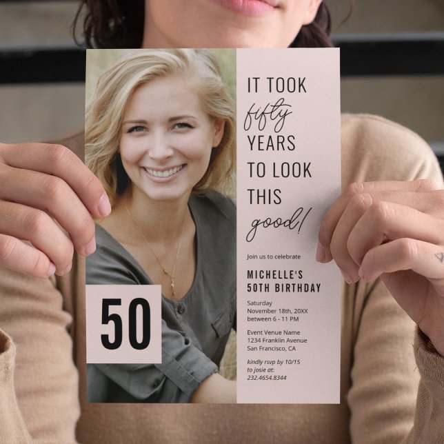 Femtio moderna fotobjud till 50-årsfest inbjudningar (Skapare uppladdad)