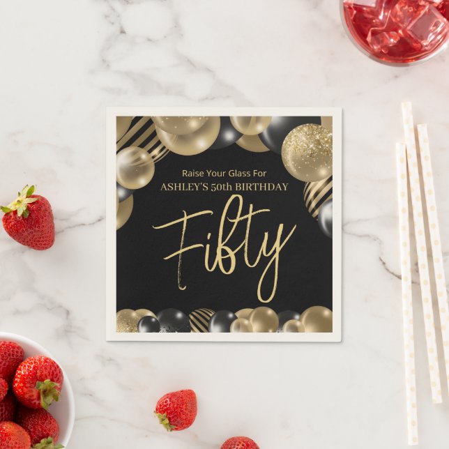 Femtio moderna Glitter-bubblor 50:e födelsedagslöj Pappersservett (Insitu)