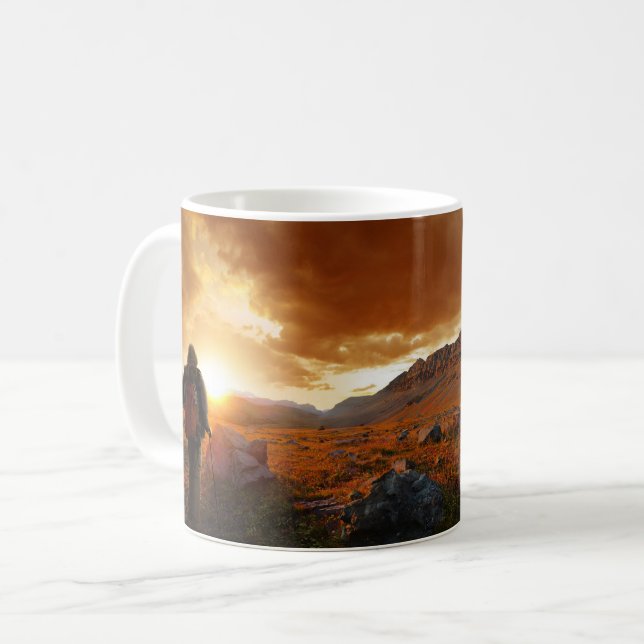 Femtio Mountain Sunset - Glacier National Park Kaffemugg (Framsida vänster)
