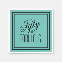 Femtio och FABULÖSA! Birthday Teal & Black Bordera