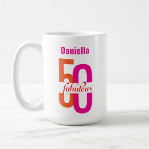 Femtio och Fabulous 50:e födelsedag färglöst Namn Kaffemugg